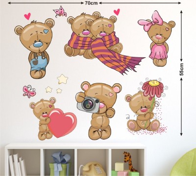 Keliko 70 cm Love Teddy Bear | Wall Stickers | PVC Vinyl |Home Decor | Self Adhesive Sticker(Pack of 1)
