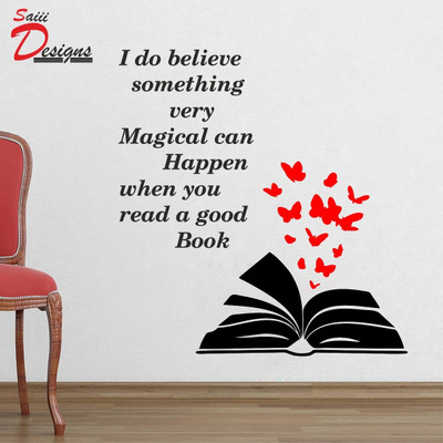 SAI DESIGNS 76 cm Book Wall Sticker to add life to your Walls (Medium) Self Adhesive Sticker(Pack of 2)