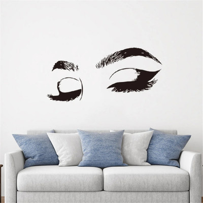 SnappyVinyl 57 cm e Eyebrow Wall Decal Lashes Extensions Beauty Self Adhesive Sticker(Pack of 1)