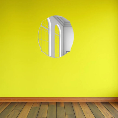 Trishvas 14 inch Rectangle Silver Mirror-look Wall Sticker (30cm x 25cm) – Super Bordered Design Self Adhesive Sticker(Pack of 2)