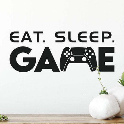 SnappyVinyl 59 cm Eat Sleep Game Playstation Self Adhesive Sticker(Pack of 1)