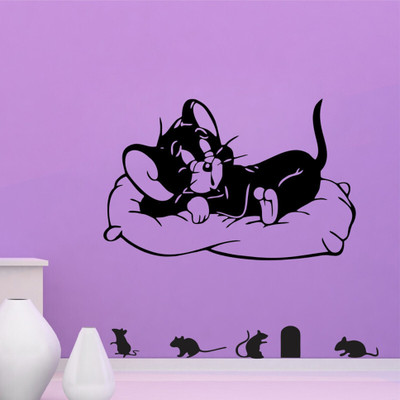 Décor vibe 42 cm latest Jerry Cartoon Design for Living Room,Hall,Home Décor (91 Cm X 42 Cm ) Self Adhesive Sticker(Pack of 1)