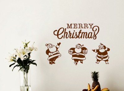 STICKER STUDIO 91 cm Wall Sticker (Three santa,Surface Covering Area - 91 x 58 cm) Removable Sticker(Pack of 1)