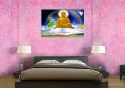 parth decor 75 cm LORD BUDDHA JI WALL STICKER (75X50) CM Self Adhesive Sticker(Pack of 1)