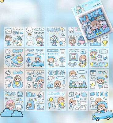DGSELL CREATIONS 8 cm Style Cute Cartoon Hand Account Book 20 Stickers Decorative Small Pattern Self Adhesive Sticker(Pack of 1)