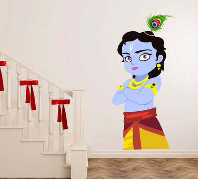 fuzzy 75 cm Krishna Self Adhesive Sticker(Pack of 1)