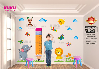 KUKU HOME DÉCOR 96 inch Kids Jungle Theme Height Chart Wall Sticker Self Adhesive Sticker(Pack of 1)