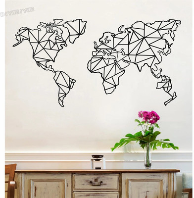 Xskin 57 cm World Map Self Adhesive Sticker(Pack of 1)