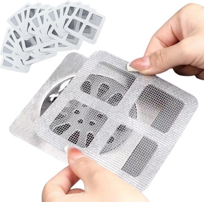 MAAUVTOR 10 cm Disposable Shower Drain Cover Hair Catcher Mesh Stickers Sink Strainer Filter Self Adhesive Sticker(Pack of 15)