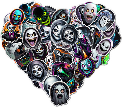 SoFFXia 5.5 cm Ghost_Stickers for Water Bottles, Laptop, Computer, Phone for Teens Adults Non-Reusable Sticker(Pack of 60)