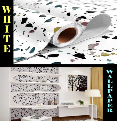 SOJITRA EXPORT Vinyl Abstract White Wallpaper(L x W: 200 cm x 60 cm)