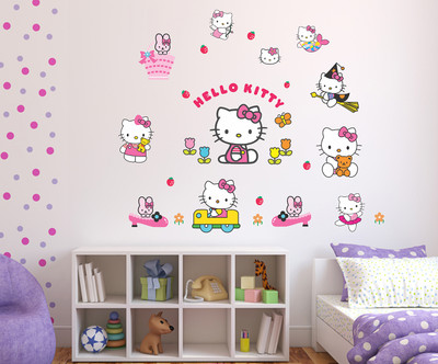 Remer 45 cm Hello kitty wallsticker Self Adhesive Sticker(Pack of 1)