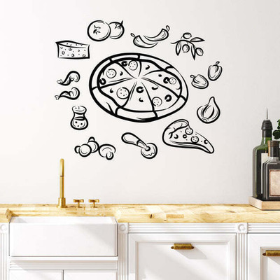 Xskin 27 cm Whole And Sliced Italian Pizza Self Adhesive Sticker(Pack of 1)