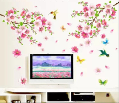 crystalsign 75 cm Wall Stickers Flowers TV Background Branch LED LCD Living Area Decoration_S Self Adhesive Sticker(Pack of 1)