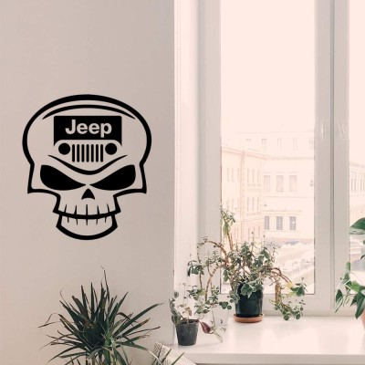 SnappyVinyl 29 cm Skull Jeep Wall Decals, Easy to Apply Self Adhesive Sticker(Pack of 1)