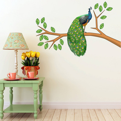 Flipkart SmartBuy 100 cm Beautiful peacock On Tree|Decoration For Home|Removeble Self Adhesive Sticker(Pack of 1)