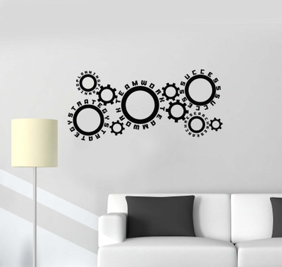 SnappyVinyl 25 cm Space Gears Teamwork Success Self Adhesive Sticker(Pack of 1)