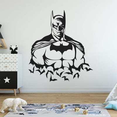 SnappyVinyl 40 cm Batman With Bats Self Adhesive Sticker(Pack of 1)