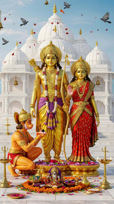 swaroopa 16.5 inch Shri Ram Sticker Self Adhesive Sticker(Pack of 1)