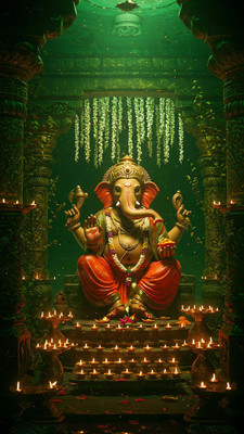 swaroopa 16.5 inch Lord Ganesha Sticker Self Adhesive Sticker(Pack of 1)