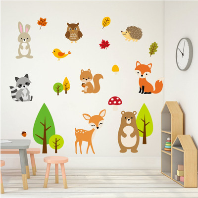 SmartWindow 30 cm Multicolor Cute Cartoon Animals Decorative Wall Sticker (30CM x 60CM) Self Adhesive Sticker(Pack of 1)