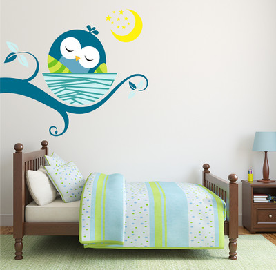 MIIKOR 70 cm Bird Sleeping in Nest | Non-Reusable Sticker Self Adhesive Sticker(Pack of 1)