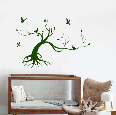 Xskin 27 cm Tree Bird Nature Style Self Adhesive Sticker(Pack of 1)