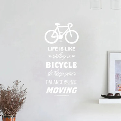 SnappyVinyl 57 cm Life Is Like Riding A Bicycle Quote white Self Adhesive Sticker(Pack of 1)