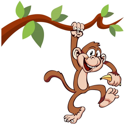 Wallme 55 cm Monkey | Non-Reusable Stickers Self Adhesive Sticker(Pack of 1)