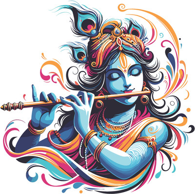 S3DESIGN 60 cm shree krishna Self Adhesive Sticker(Pack of 1)