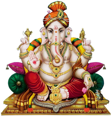 VCREATE DECOR 50 cm Ganeshji Wall Sticker & Decal Size -( 50 cm x 48 cm ) Self Adhesive Sticker(Pack of 1)