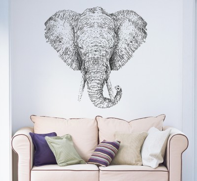 Remer 45 cm Elephant face wallsticker Self Adhesive Sticker(Pack of 1)