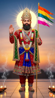 swaroopa 16.5 inch Ramdev ji maharaj sticker Self Adhesive Sticker(Pack of 1)