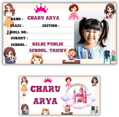 AanyaCentric 10 cm Notebook Name Slip(9.7cm x 5.2cm) and Name Tags(7cm x 3.3cm) Self Adhesive Sticker(Pack of 49)