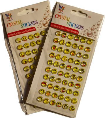 RainbowJunction 1 cm Crystal Emoji Sticker Funny Face Expression For Art,Craft School Office Stickers Self Adhesive Sticker(Pack of 2)