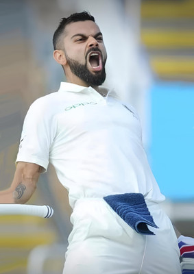 Dumdic 30 cm Aggressive Virat Kohli A4 Strong Self Adhesive Sticker(Pack of 1)