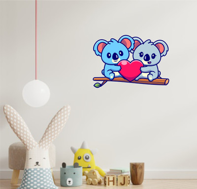 Epithet Studio 63 cm koala with heart wall sticker kids room|Stick Decal H 63 cm x W 91 cm' Self Adhesive Sticker(Pack of 1)
