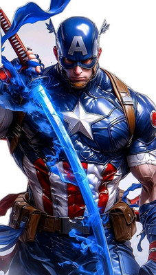 swaroopa 16.5 inch Captain America Sticker Self Adhesive Sticker(Pack of 1)