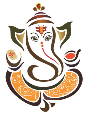 LAKSHIT ENTERPRISES 45 cm homedecorbeautiful multicolour lord ganesh ji wall sticker for home décor Self Adhesive Sticker(Pack of 1)