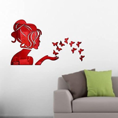 BEST DECOR 50 cm Angel Ferry 4 Butterfly Red-BD1205 Double-sided Sticker(Pack of 5)