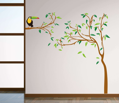 HAPPYSTICKY 120 cm COLORFUL TREE Removable Sticker(Pack of 1)