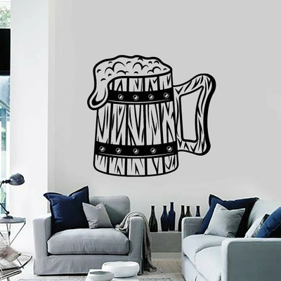 SnappyVinyl 30 cm Mug Hop Beer Foam Pub Alcohol Beerhouse Wall Self Adhesive Sticker(Pack of 1)