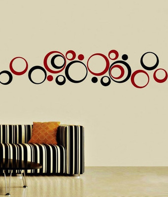 wall1ders 18 Wall1ders 3D Acrylic Mirror Black & Red 20 Acrylic Self Adhesive Sticker(Pack of 1)