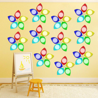 Stickerberry 13 cm Colorful Flower Wall sticker for home Decor Self Adhesive Sticker(Pack of 1)
