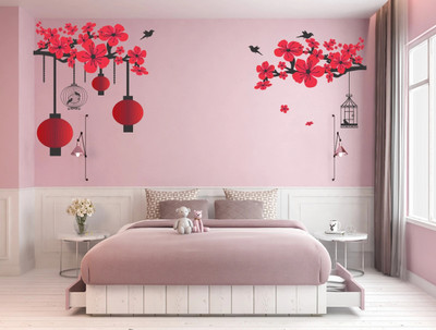 Saiii Designs 142 cm Chinese Lamps in Double Sheet' Wall Sticker PVC Vinyl (76X142 cm) Self Adhesive Sticker(Pack of 1)