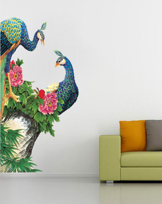 PARTHDECORE 115 cm PEACOCK WALL STICKER (60X115) CM Self Adhesive Sticker(Pack of 1)