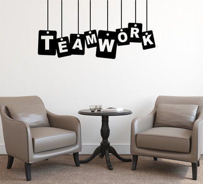 CEZZC 80 cm Team Work | Wall Stickers | PVC Vinyl | Non-Reusable Sticker | Self Adhesive Sticker(Pack of 1)
