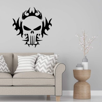 SnappyVinyl 29 cm The Punisher Tribal Flame Skull Self Adhesive Sticker(Pack of 1)