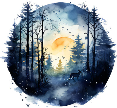 SoFFXia 18 inch Trendy Forests Tree Wall Sticker For Home, Living Room Decoration EDD_WS_18549 Self Adhesive Sticker(Pack of 1)