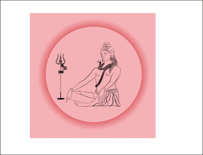 Decoar Nirmal 91 cm Lord shiva god shiv bhagwan ji pink wall sticker self adhesive size (91x91 cm ) Self Adhesive Sticker(Pack of 1)